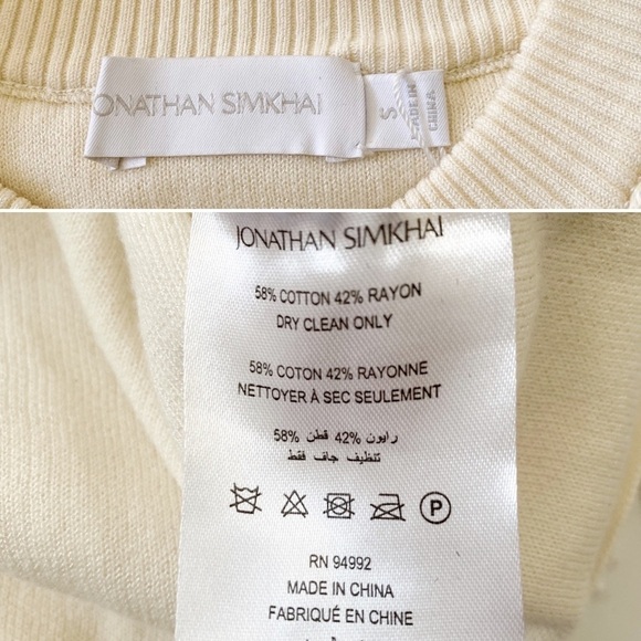 NWT Jonathan Simkhai  Delphine Macrame Knit Sweater, Ivory, Size S - Picture 14 of 16